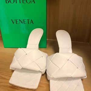 White bottega heels Lido